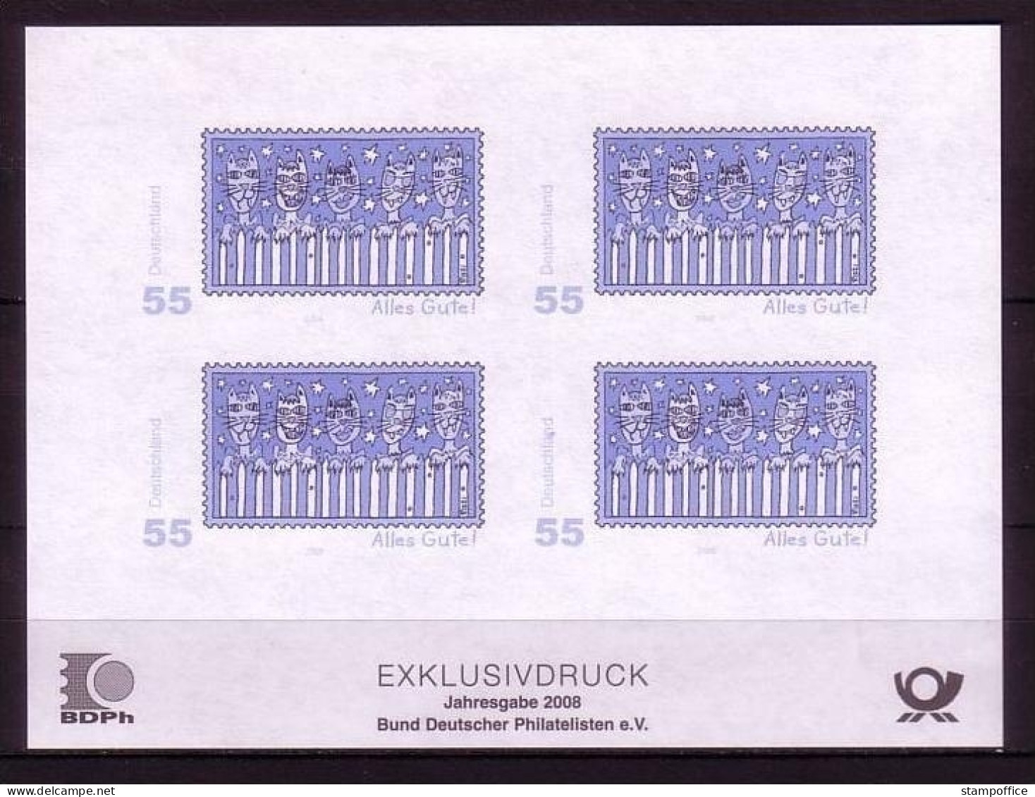 DEUTSCHLAND JAHRESGABE 2008 EXCLUSIVDRUCK Der MI-NR. 2644 Viererblock JAMES RIZZI ALLES GUTE - Unused Stamps