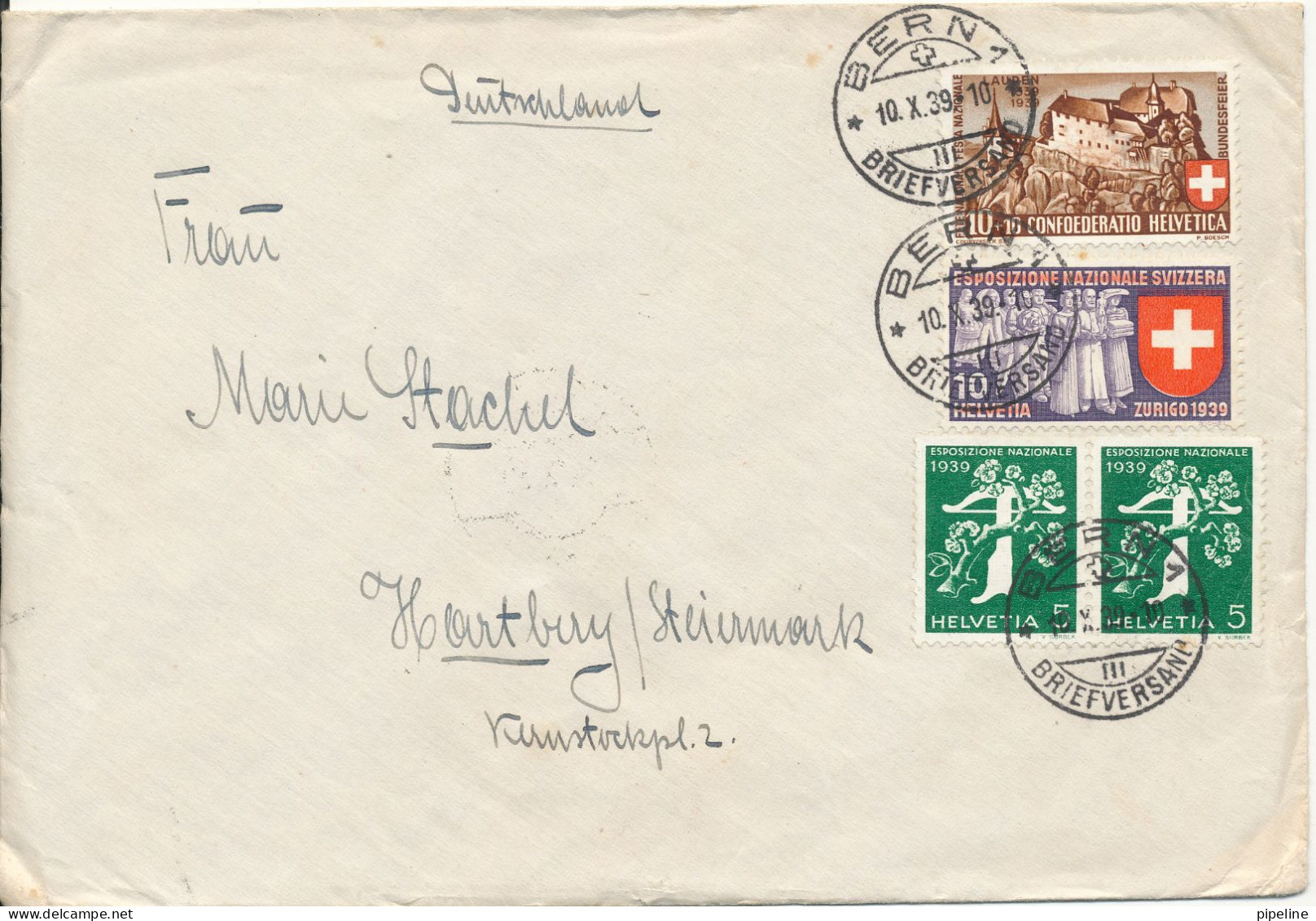 Switzerland  Condolence Cover Sent To Germany Bern 10-10-1939 - Briefe U. Dokumente