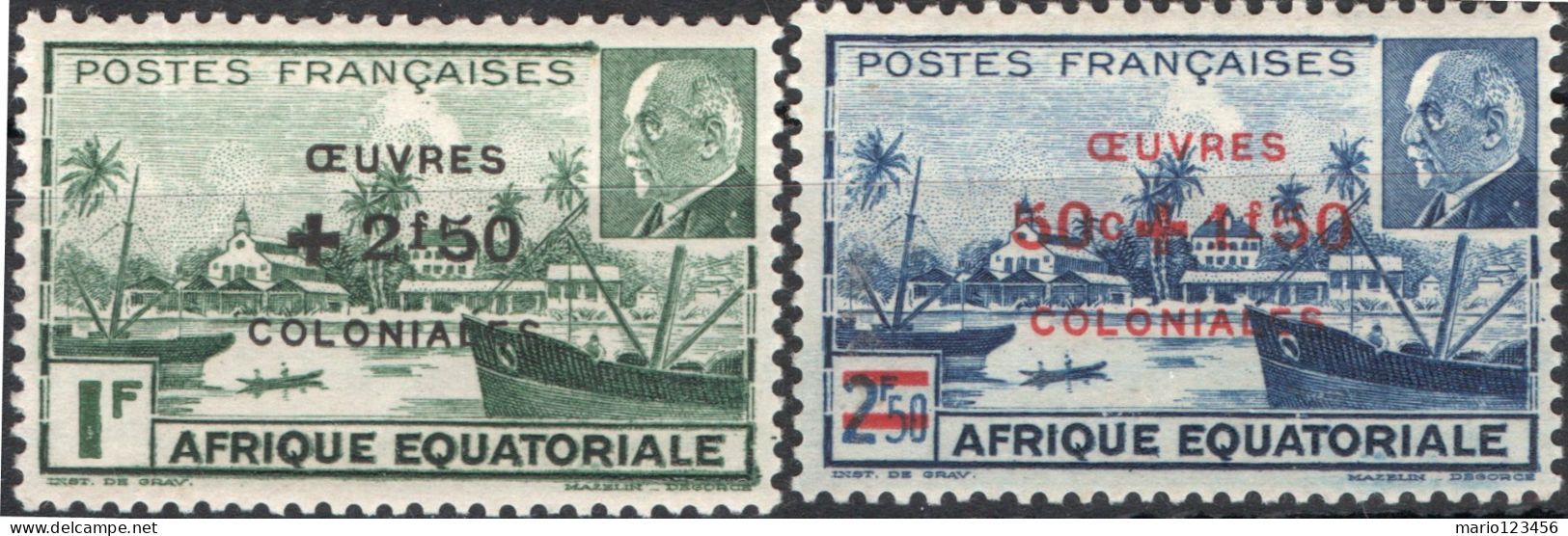 AFRICA EQUATORIALE FRANCESE, LIBREVILLE E MARESCIALLO PETAIN, 1944, NOUVI (MNH**) Scott:FR-EQ B36,B37 - Ongebruikt