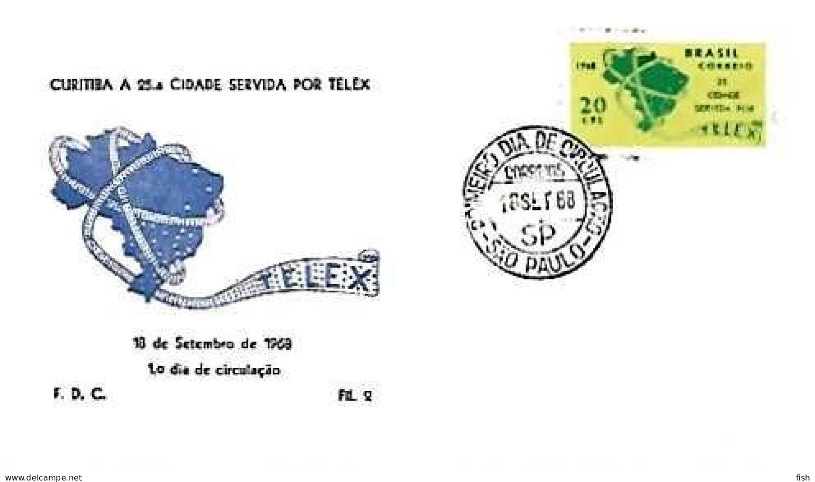 Brazil & FDC Curitiba, City Served By Telex, São Paulo 1968 (76876) - Other & Unclassified