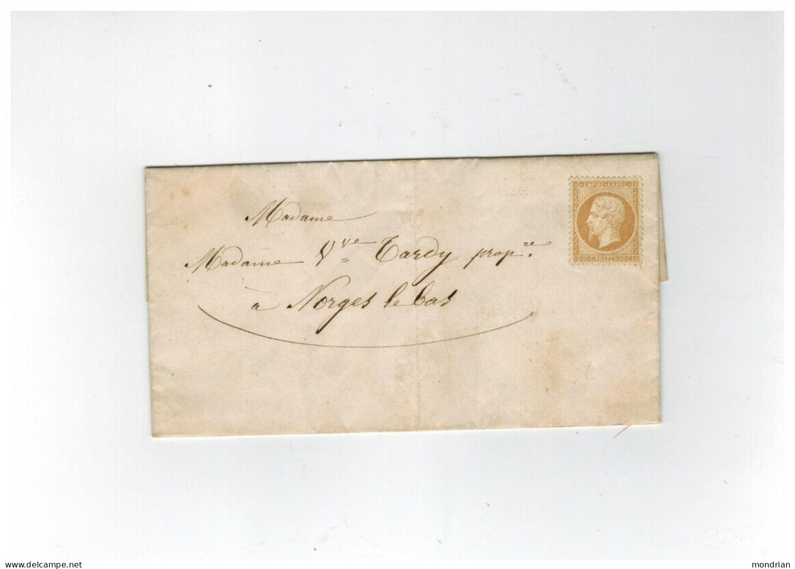 LETTRE NAPOLEON 10C N21 NEUF POUR NORGES LE BAS 1866 - 1862 Napoleon III