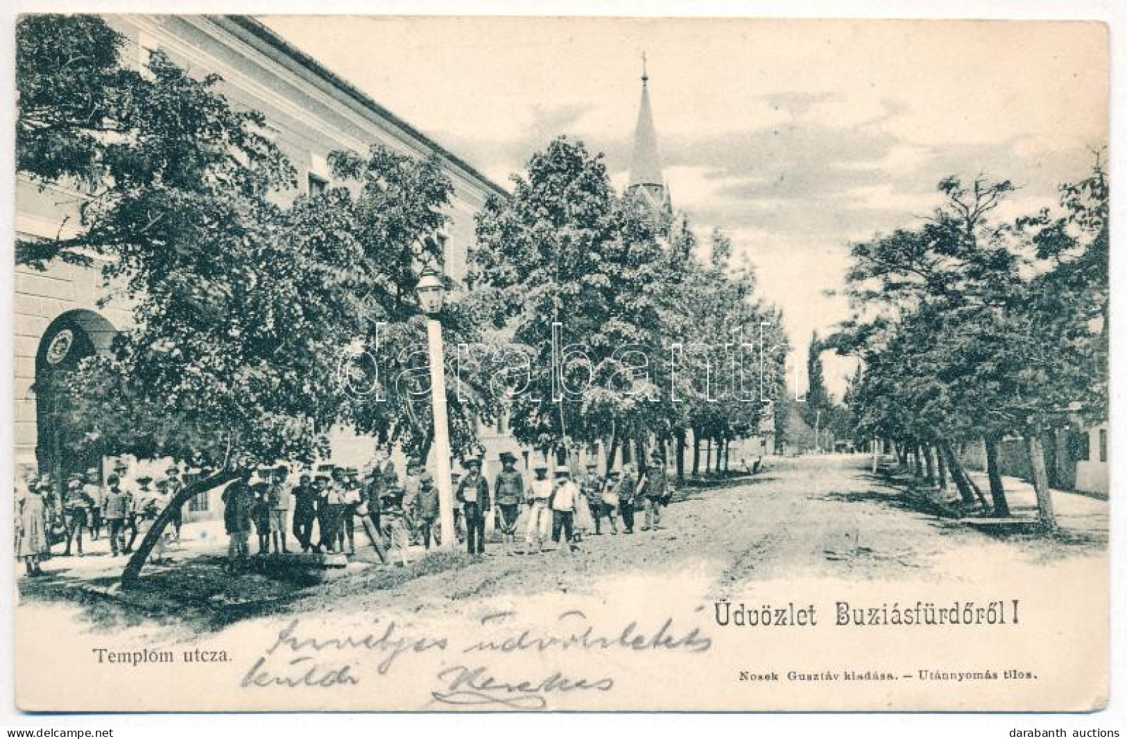 T2/T3 1903 Buziásfürdő, Baile Buzias; Templom Utca. Nosek Gusztáv Kiadása / Street (EK) - Non Classificati