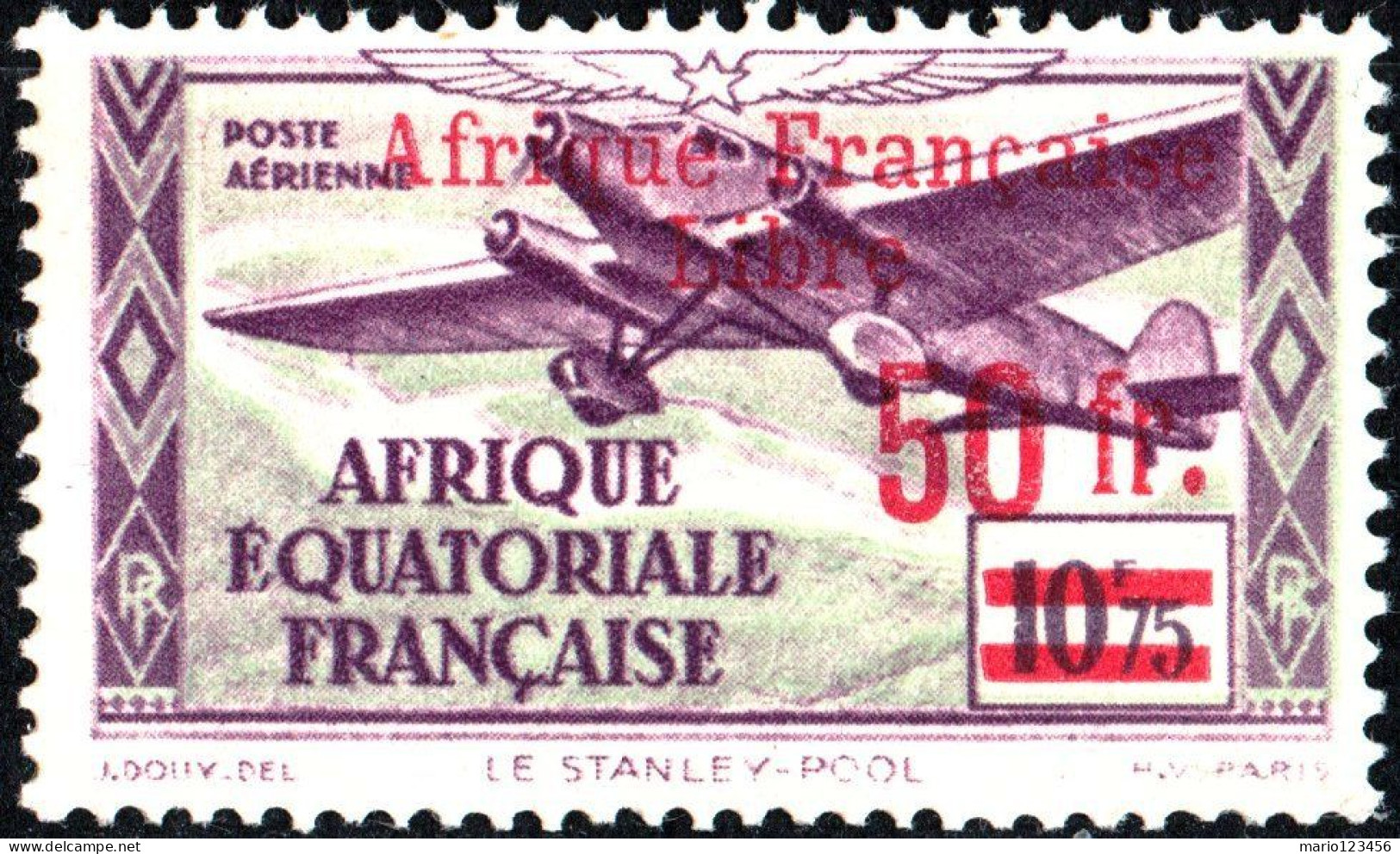 AFRICA EQUATORIALE FRANCESE, AIRMAIL, 50 Fr., 1940, NUOVO (MNH**) Mi:FR-EQ 162, Scott:FR-EQ C15, Yt:FR-EQ PA21 - Ungebraucht