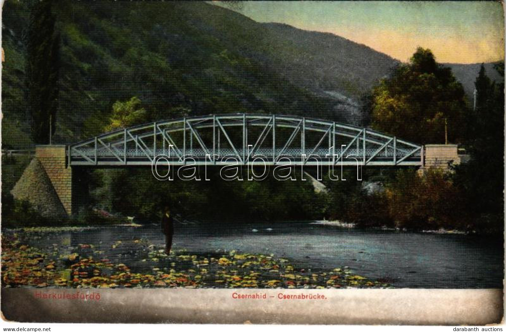 T3 1908 Herkulesfürdő, Baile Herculane; Cserna Híd. Krizsány R. Kiadása / Csernabrücke / Cerna Bridge (kopott Sarkak / W - Unclassified