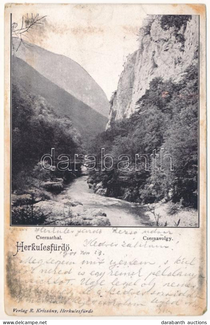 T4 1901 Herkulesfürdő, Baile Herculane; Cserna-völgy. R. Krizsány Kiadása / Csernathal / Cerna Valley (EM) - Unclassified