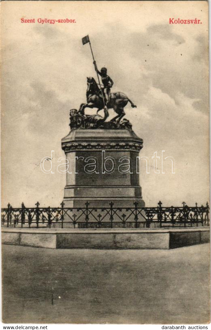 T2 1908 Kolozsvár, Cluj; Szent György Szobor. Schuster Emil Kiadása / Monument - Unclassified