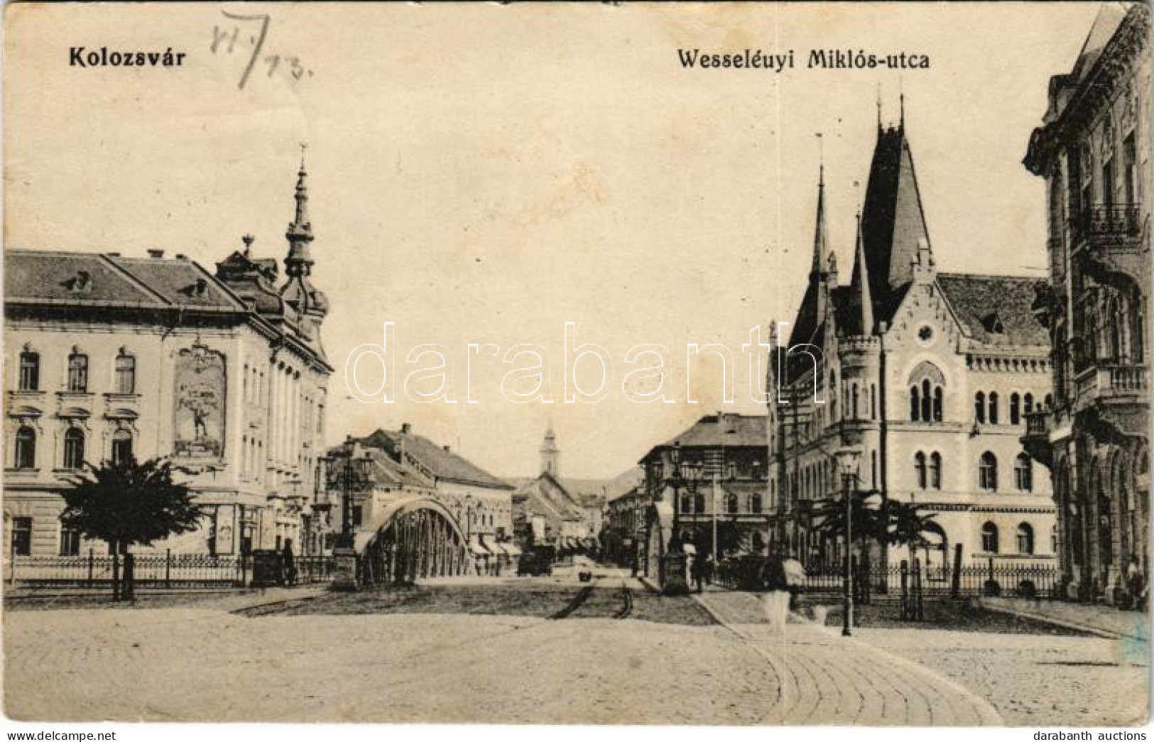 T2/T3 1914 Kolozsvár, Cluj; Wesselényi Miklós Utca, Híd / Street View, Bridge (fl) - Unclassified