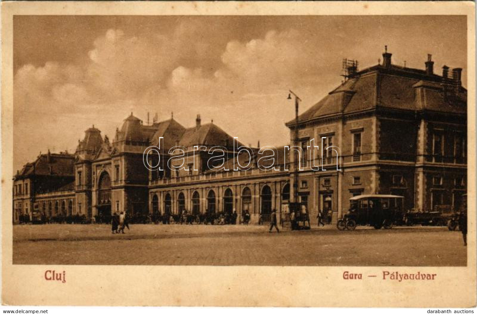 T2/T3 1930 Kolozsvár, Cluj; Gara / Pályaudvar, Vasútállomás, Autóbusz, Automobil / Railway Station, Autobus, Automobile  - Unclassified