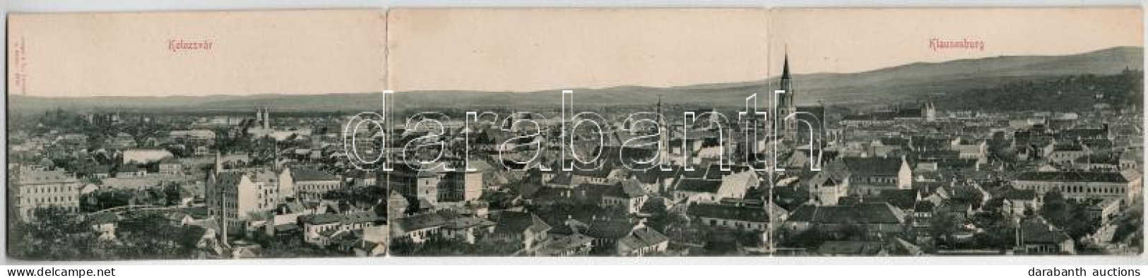 T3 1899 (Vorläufer) Kolozsvár, Cluj; 3-részes Kinyitható Panorámalap / 3 -tiled Folding Panoramacard (hajtásnál Szakadt  - Unclassified