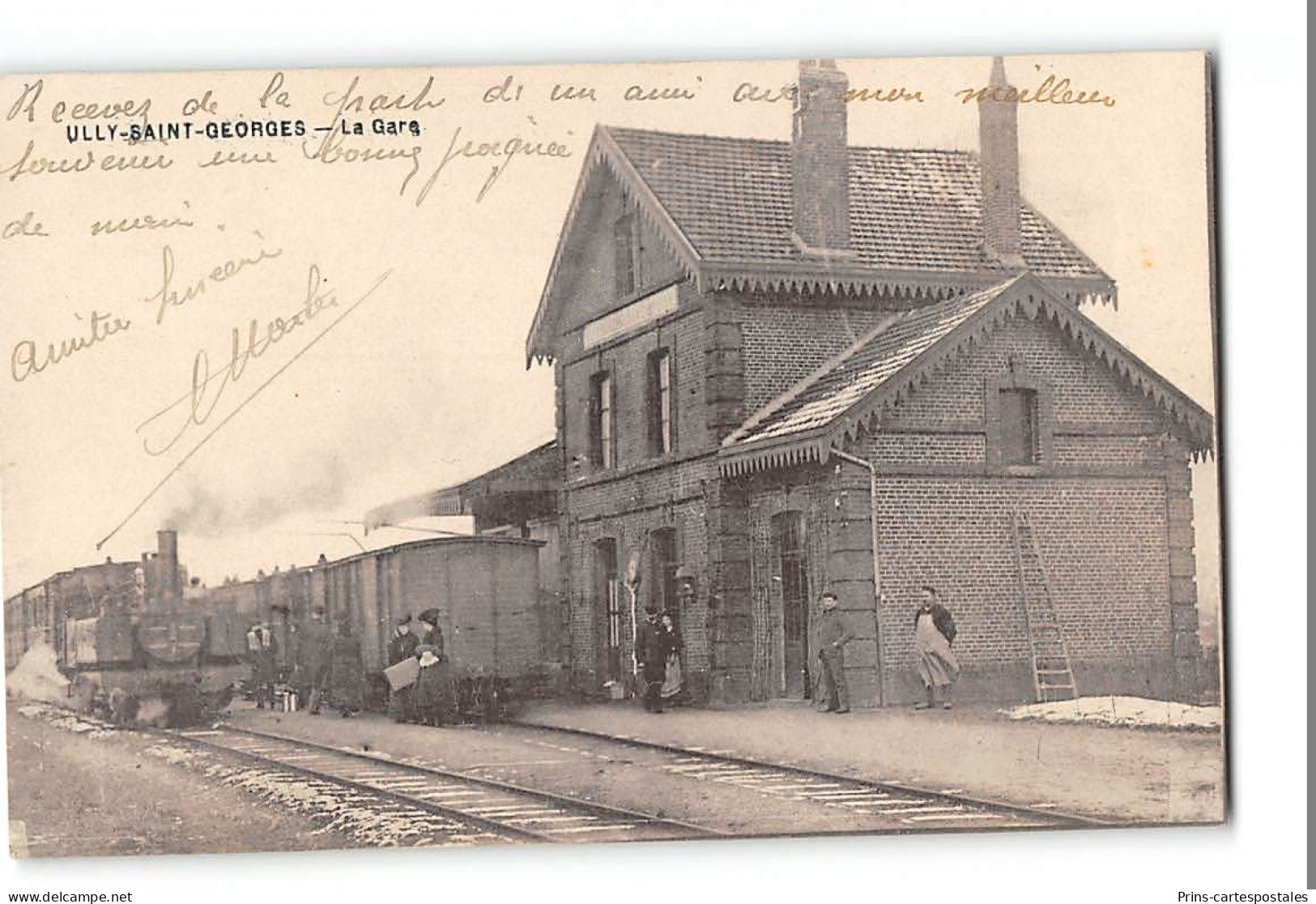 CPA 60 Ully Saint Georges La Gare Et Le Train Tramway - Autres & Non Classés