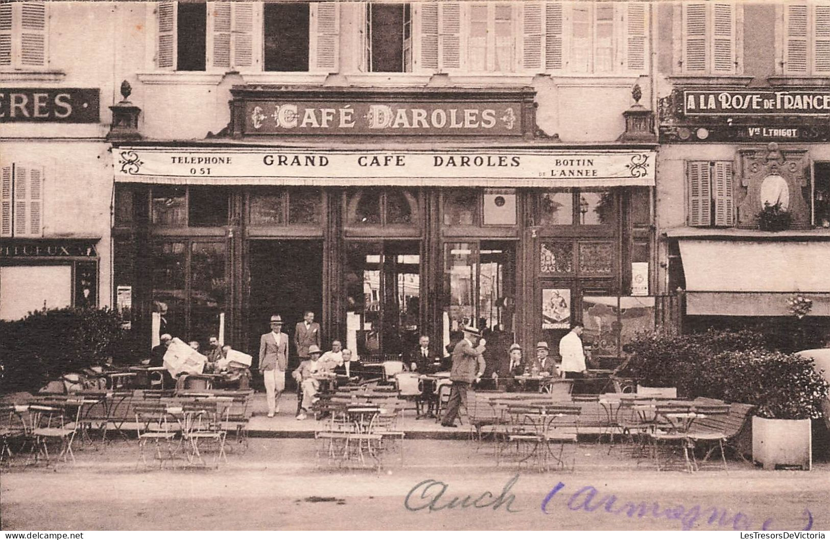 HOTELS ET RESTAURANTS - Devanture Du Grand Café Daroles - Animé - Carte Postale Ancienne - Hotels & Restaurants