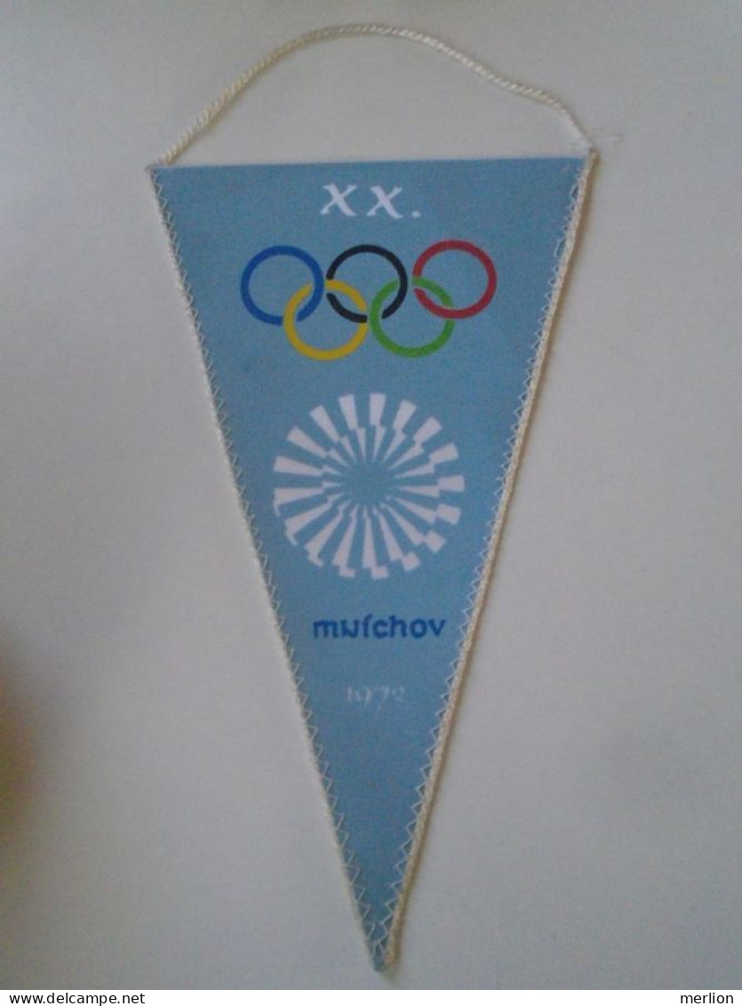 D202160 FANION -Wimpel - Pennon -Sport 72 München  Olyimpic Games  200 X 110 Mm - Apparel, Souvenirs & Other