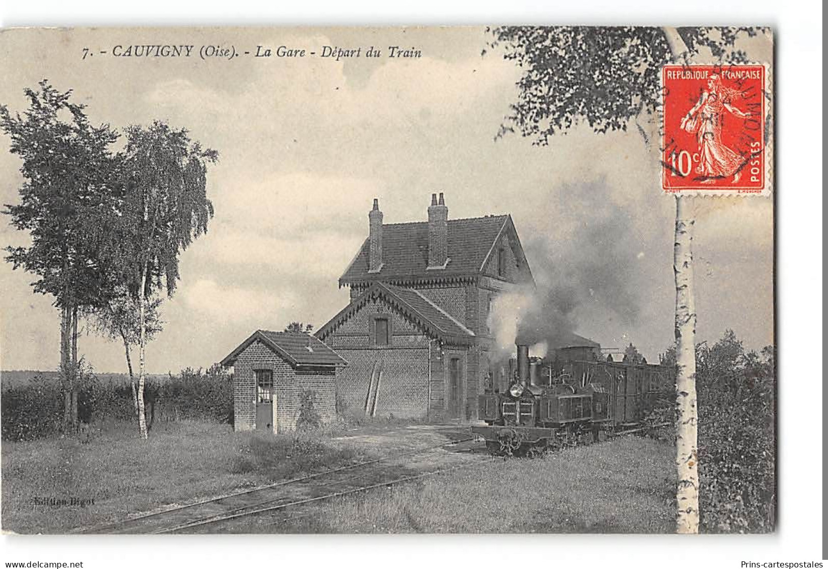 CPA 60 Cauvigny La Gare Et Le Train Tramway - Autres & Non Classés