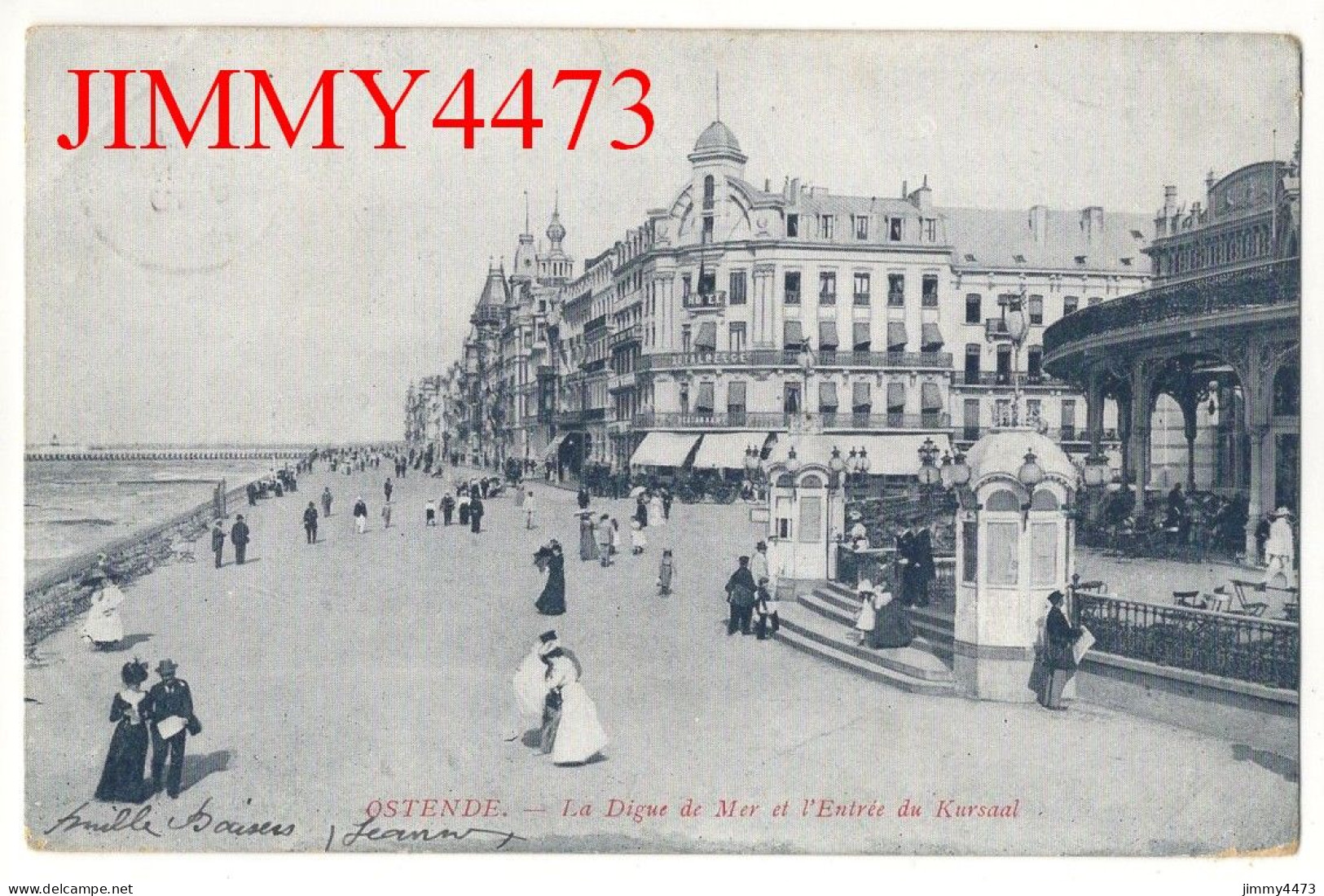 OSTENDE En 1904 - La Digue De Mer Et L'Entrée Du Kursaal ( Place Bien Animée ) - Edit. Frimat Brux. - Oostende