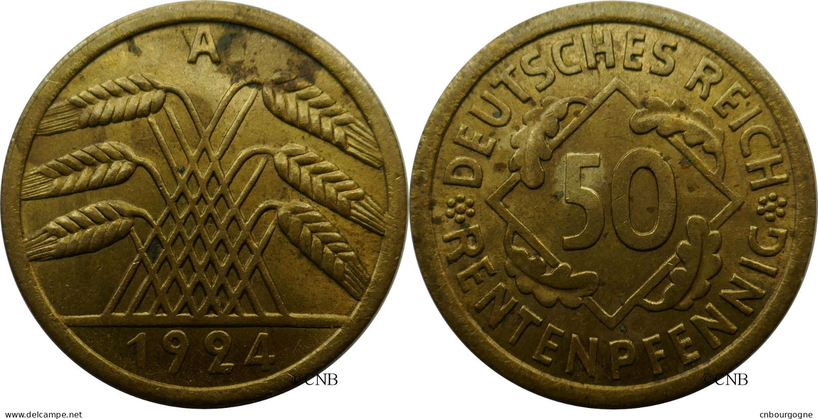 Allemagne - République De Weimar - 50 Rentenpfennig 1924 A - SUP/AU58 Taches - Mon4868 - 50 Rentenpfennig & 50 Reichspfennig