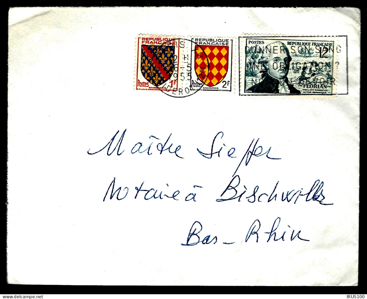 LETTRE DE PARIS - 1955 - 12F FLORIAN - Brieven En Documenten