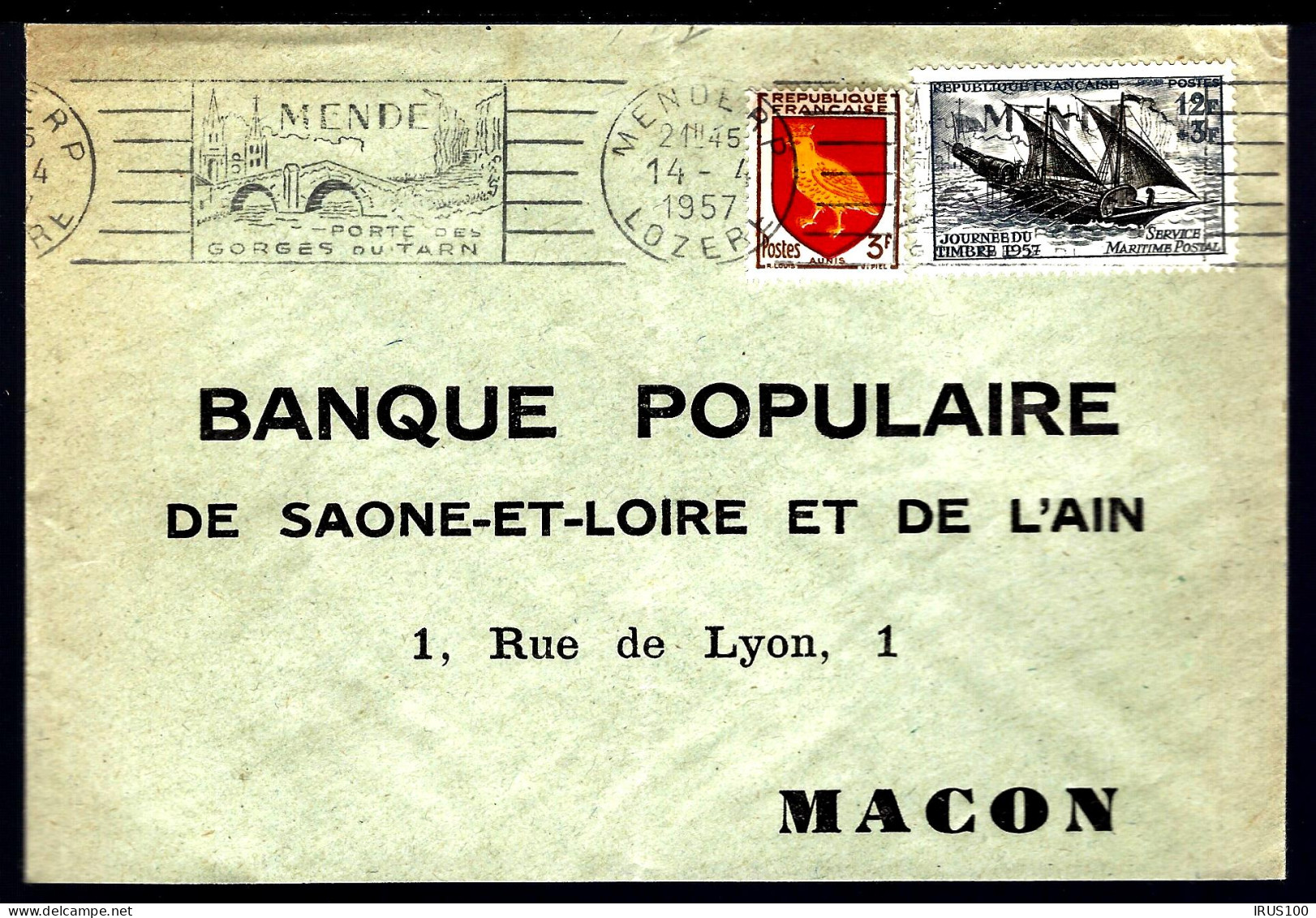 LETTRE DE MENDE (LOZER) - 1957 - GORGES DU TARN - JOURNÉ DU TIMBRE -  - Lettres & Documents