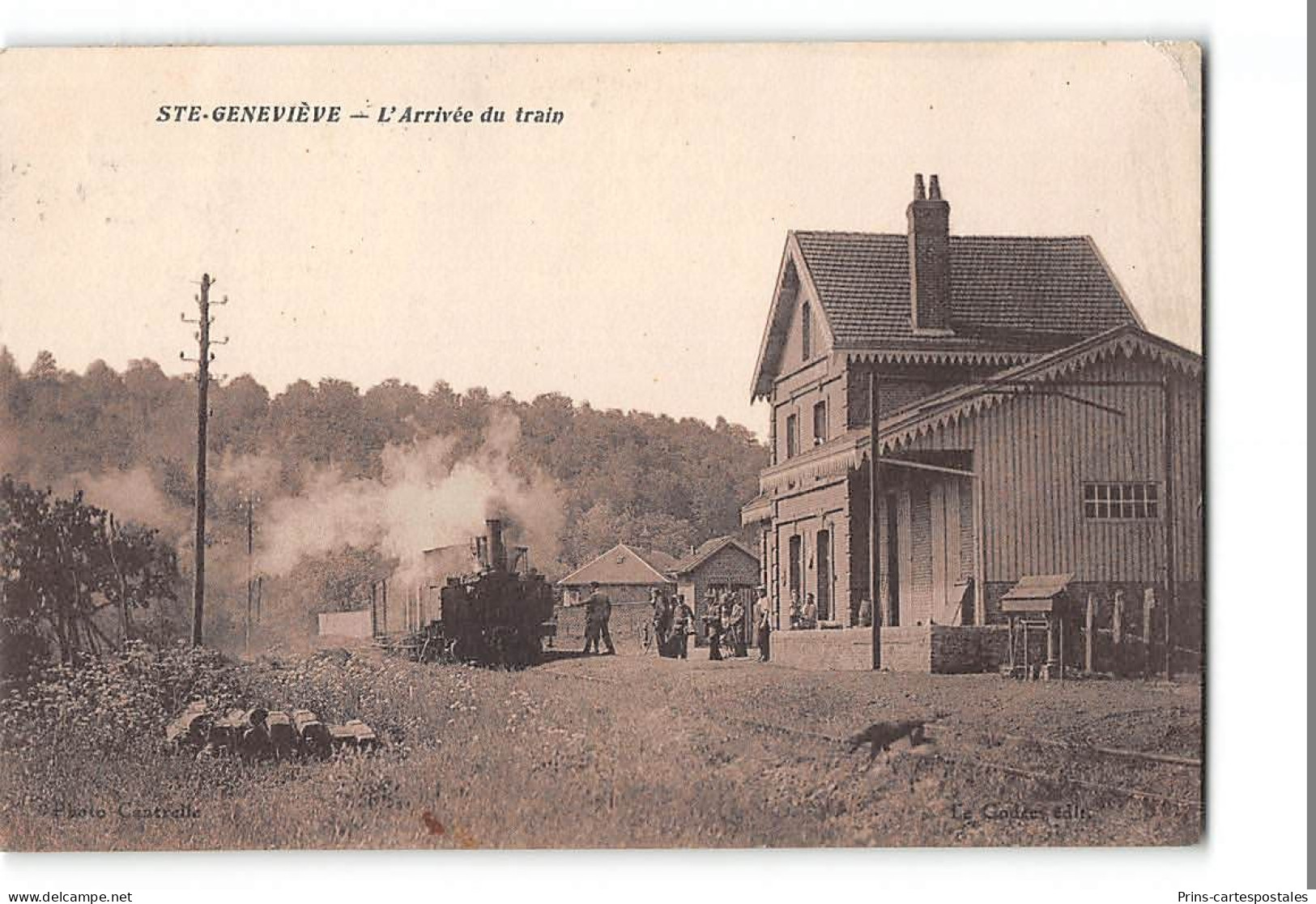 CPA 60 Ste Geneviève La Gare Et Le Train Tramway - Autres & Non Classés