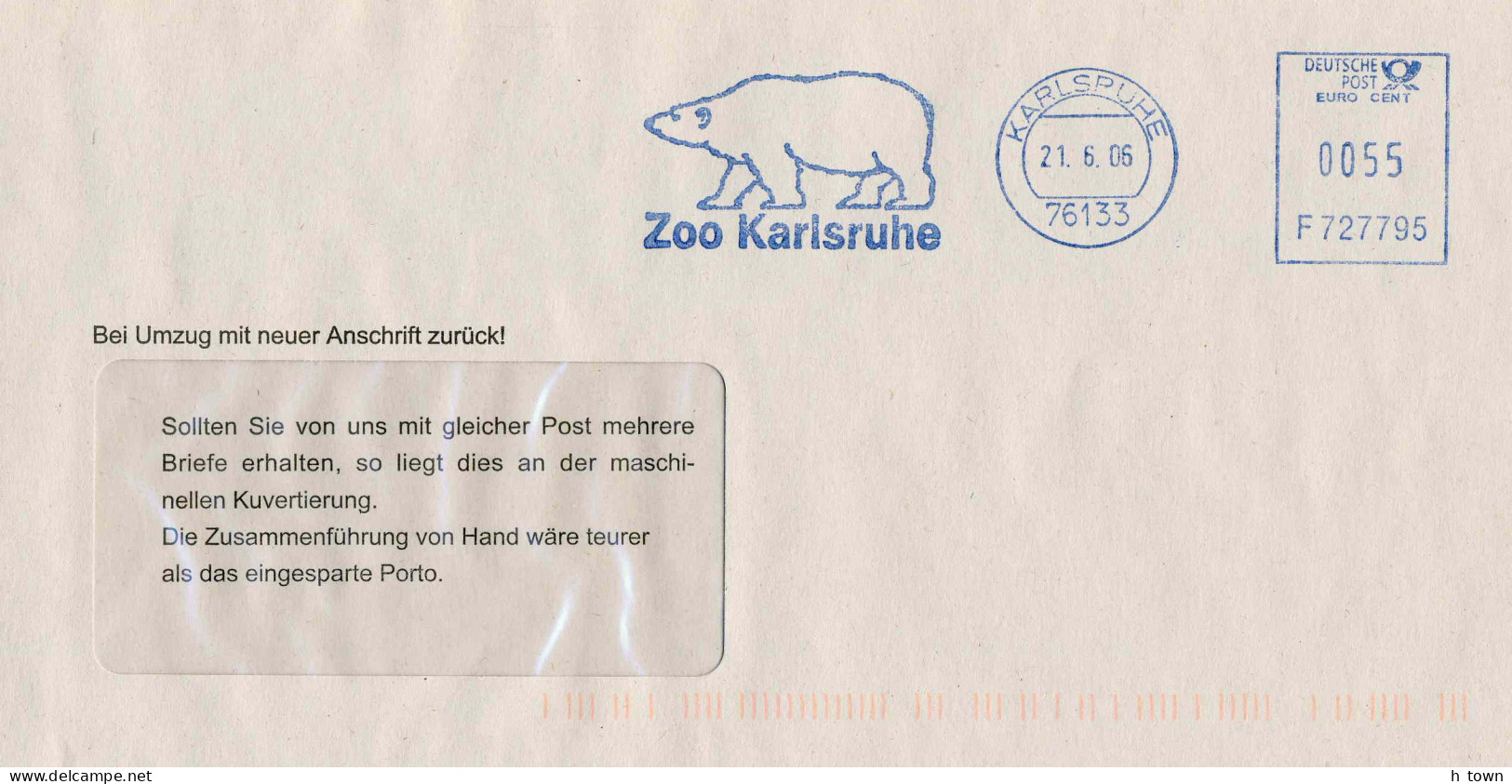 224  Zoo Karlsruhe, Ours Polaire: Ema D'Allemagne, 2006 - Polar Bear Meter Stamp From Germany - Beren