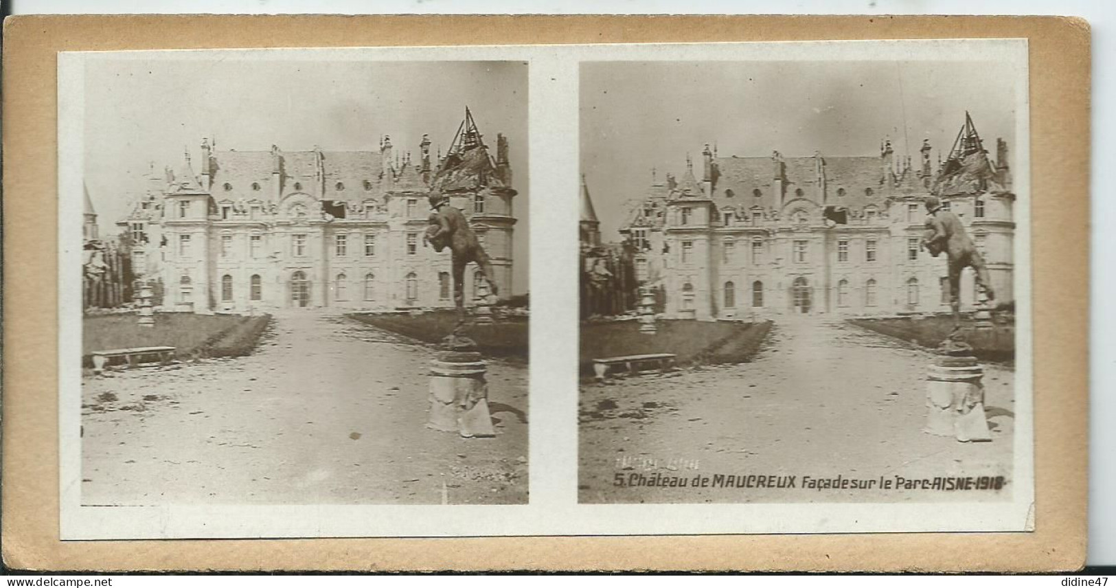 PHOTOS STÉRÉOSCOPIQUES -  Château De MAUCREUX. Façade Sur Le Parc - Stereoscopic