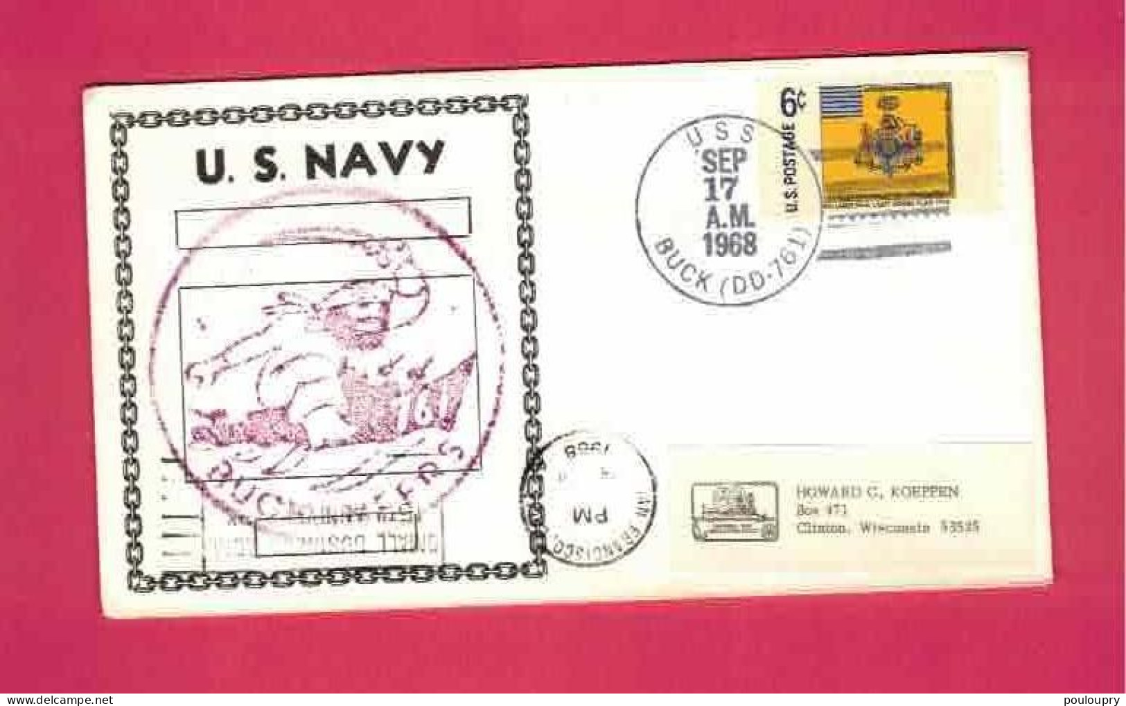 Lettre De 1968 - YT N° 856 - Oblitération U.S.S. Buck - Destroyer - Boten