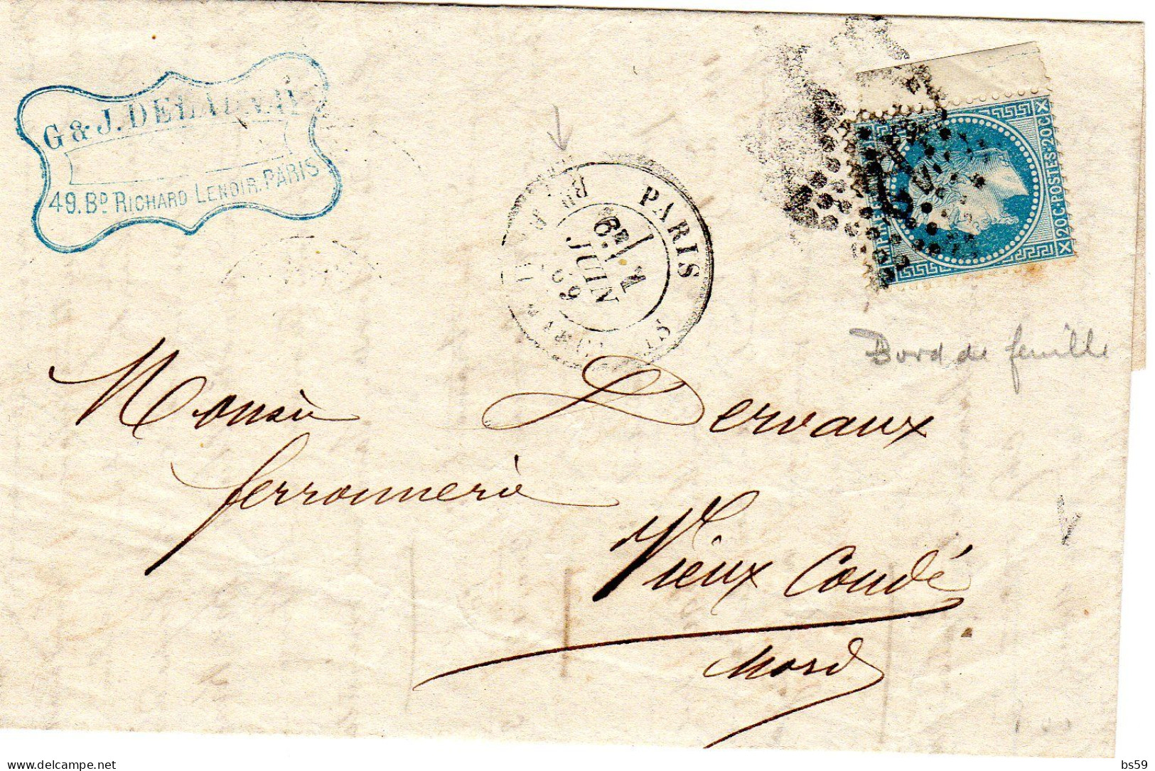 S/LAC N° 29B Type II Bord De Feuille - 1863-1870 Napoléon III Lauré