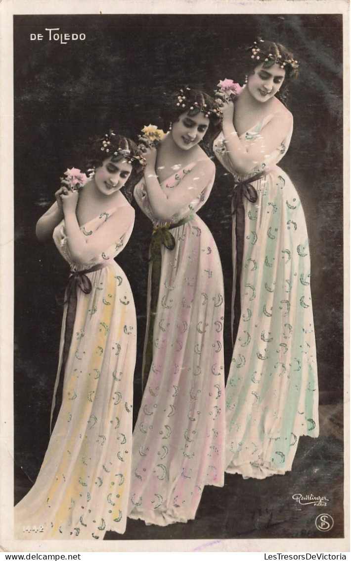 FANTAISIES - Femmes - Femme - En Robe - Fleurs - Colorisé - De Toledo - Carte Postale Ancienne - Femmes