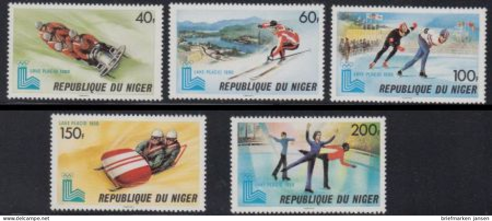 Niger Mi.Nr. 685-89 Olympische Winterspiele Lake Placid (5 Werte) - Níger (1960-...)