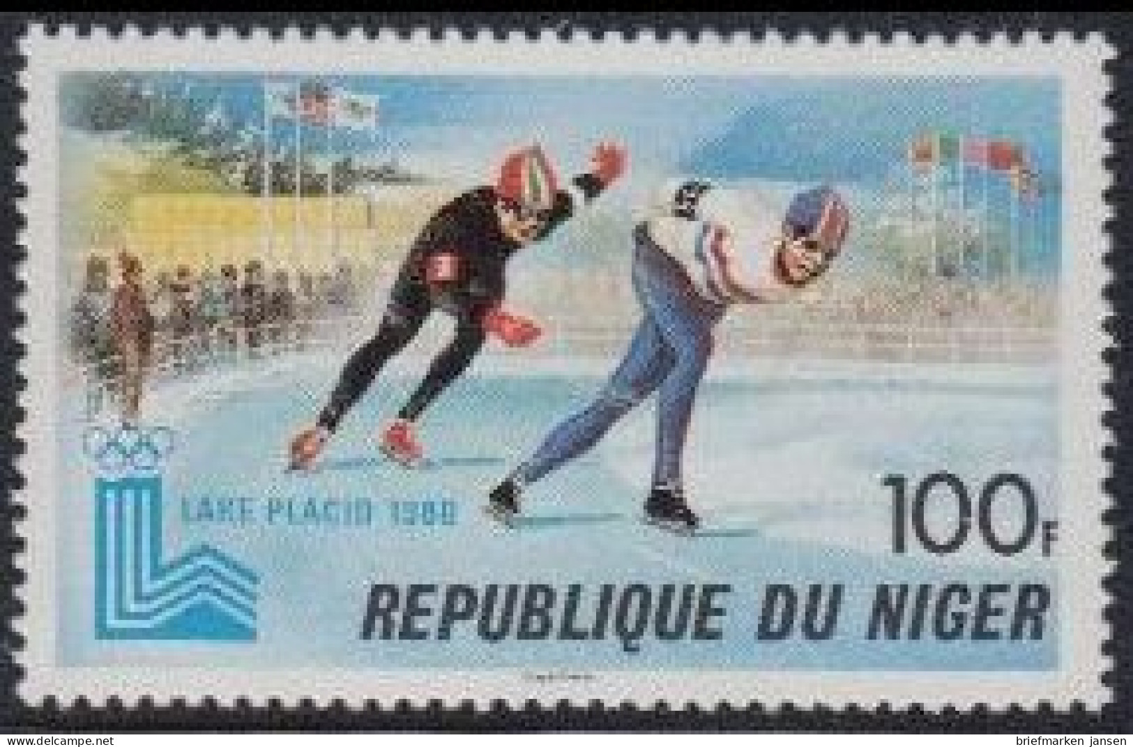 Niger Mi.Nr. 687 Olympische Winterspiele Lake Placid, Eisschnelllauf (100) - Níger (1960-...)