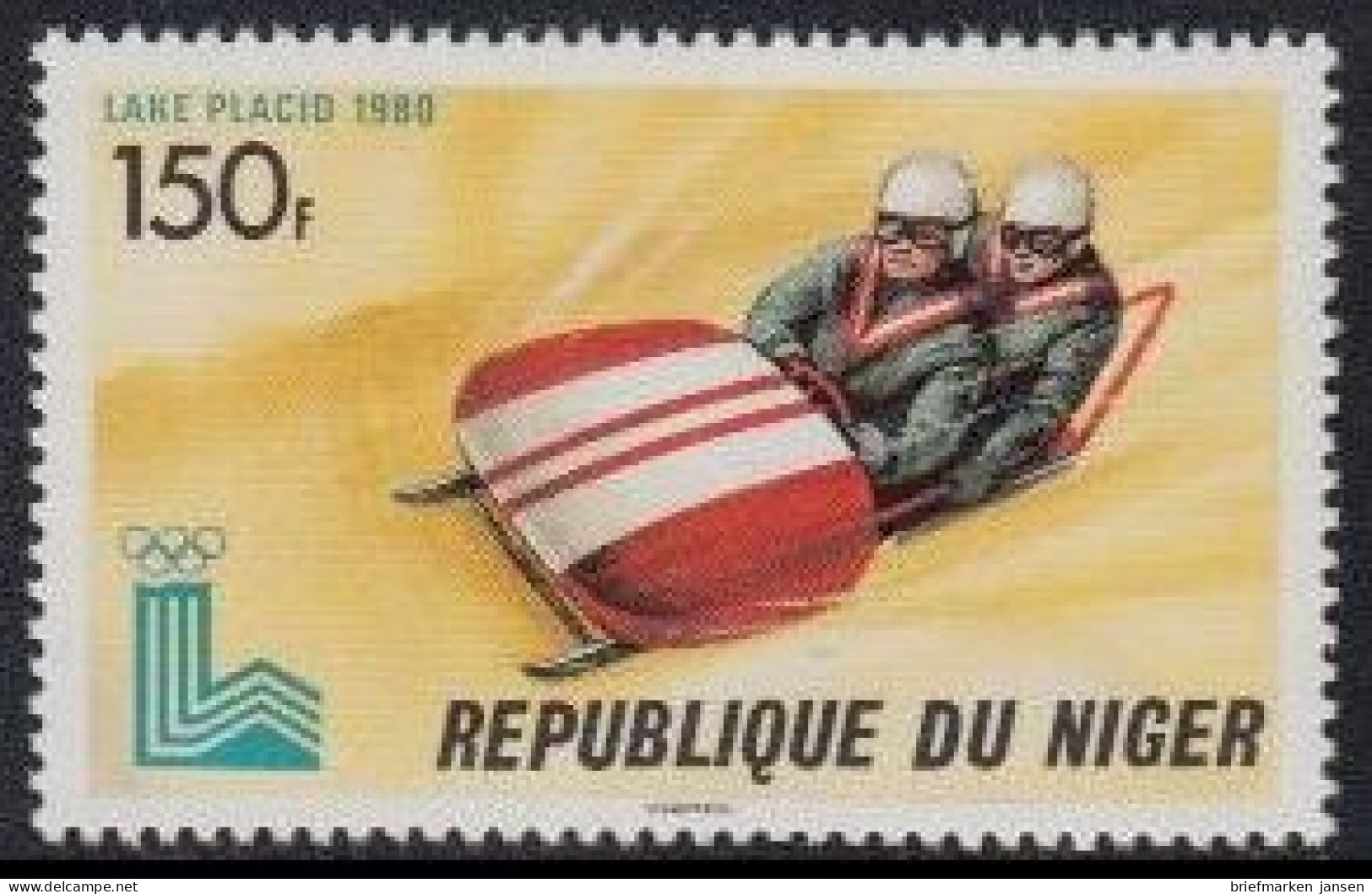 Niger Mi.Nr. 688 Olympische Winterspiele Lake Placid, Zweierbob (150) - Niger (1960-...)