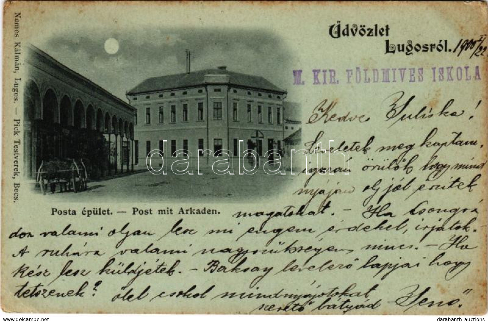 T2/T3 1900 Lugos, Lugoj; Posta. Nemes Kálmán Kiadása / Post Mit Arkaden / Post Office (EK) - Unclassified