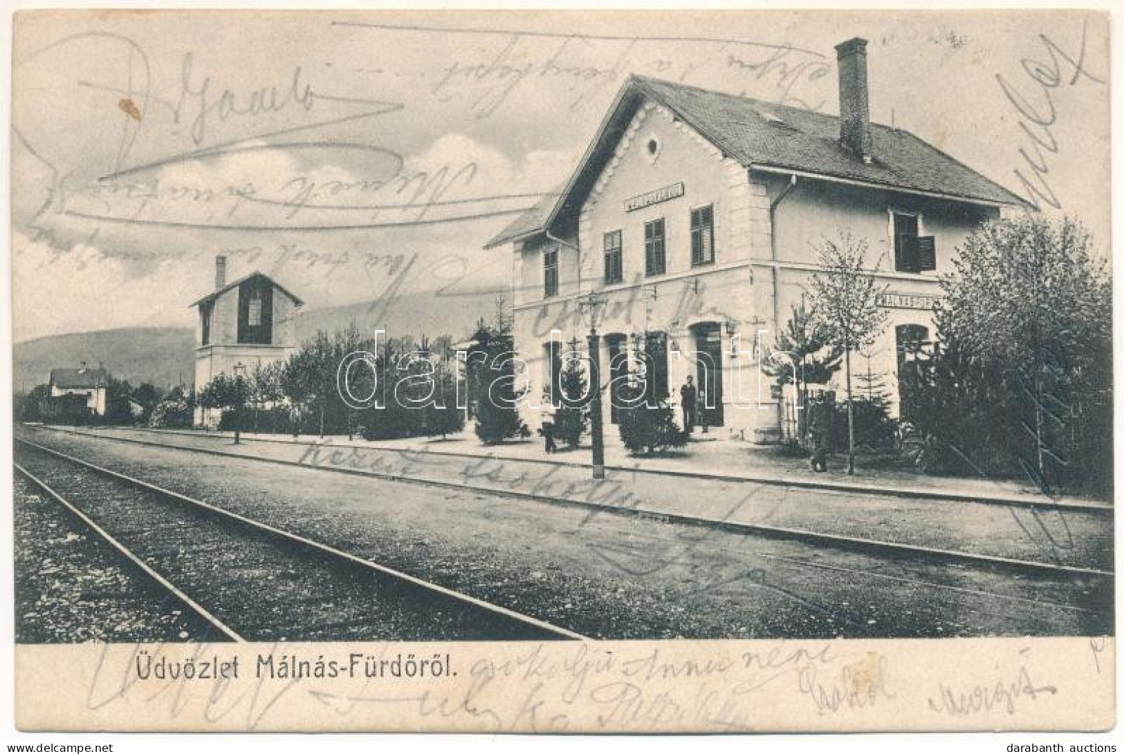 T2/T3 1906 Málnásfürdő, Baile Malnas; Vasútállomás. Plása Ferenc Fényképész / Railway Station (fl) - Unclassified