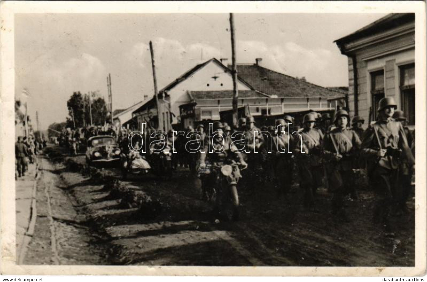 T3 1940 Máramarossziget, Sighetu Marmatiei; Bevonulás, Katonák Motorral, Automobile / Entry Of The Hungarian Troops, Sol - Unclassified