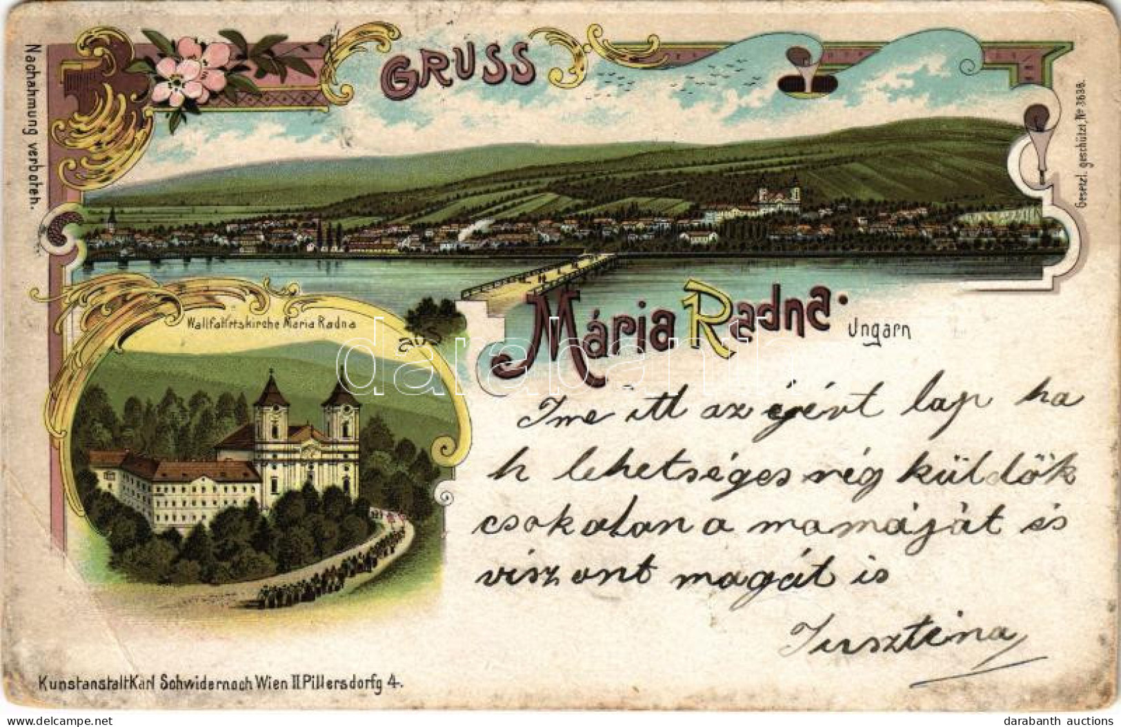 * T3/T4 1900 Máriaradna, Mária-Radna, Radna (Lippa, Lipova); Kegytemplom. Kunstanstalt Karl Schwidernoch / Pilgrimage Ch - Non Classés