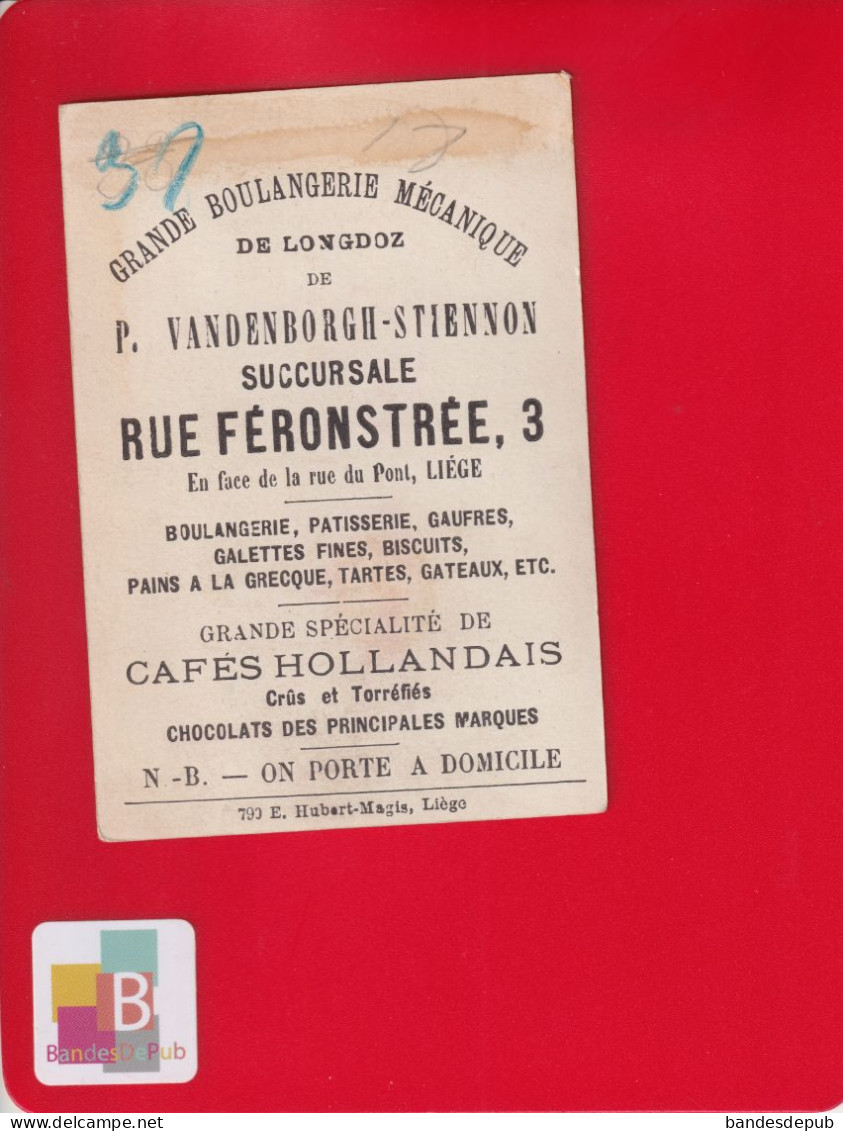 LIEGE Boulangerie Mécanique Longdoz Vandenborgh Stiennon Cafés Hommandais Chromo Or Homme Caricature  Comptable - Other & Unclassified