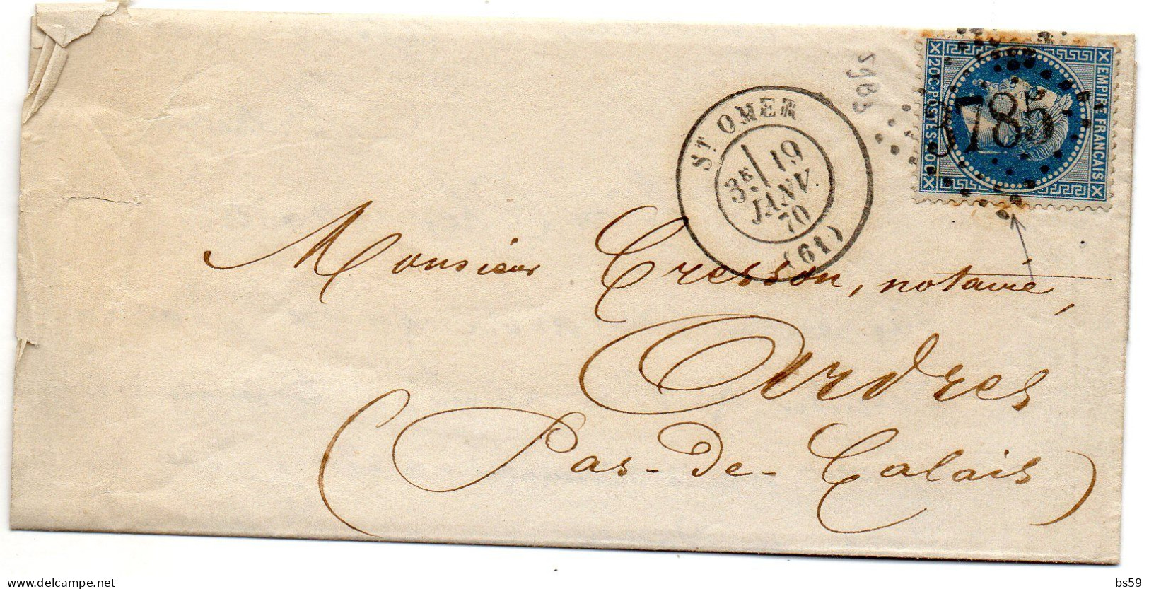 N° 29B Type II S/LAC Variété De Planchage (voir Position 59B3) - 1863-1870 Napoléon III Lauré