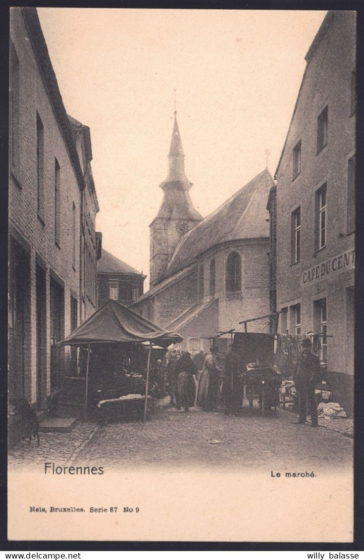 +++ CPA - FLORENNES - Le Marché - Café Du Centre - Carte Animée    // - Florennes