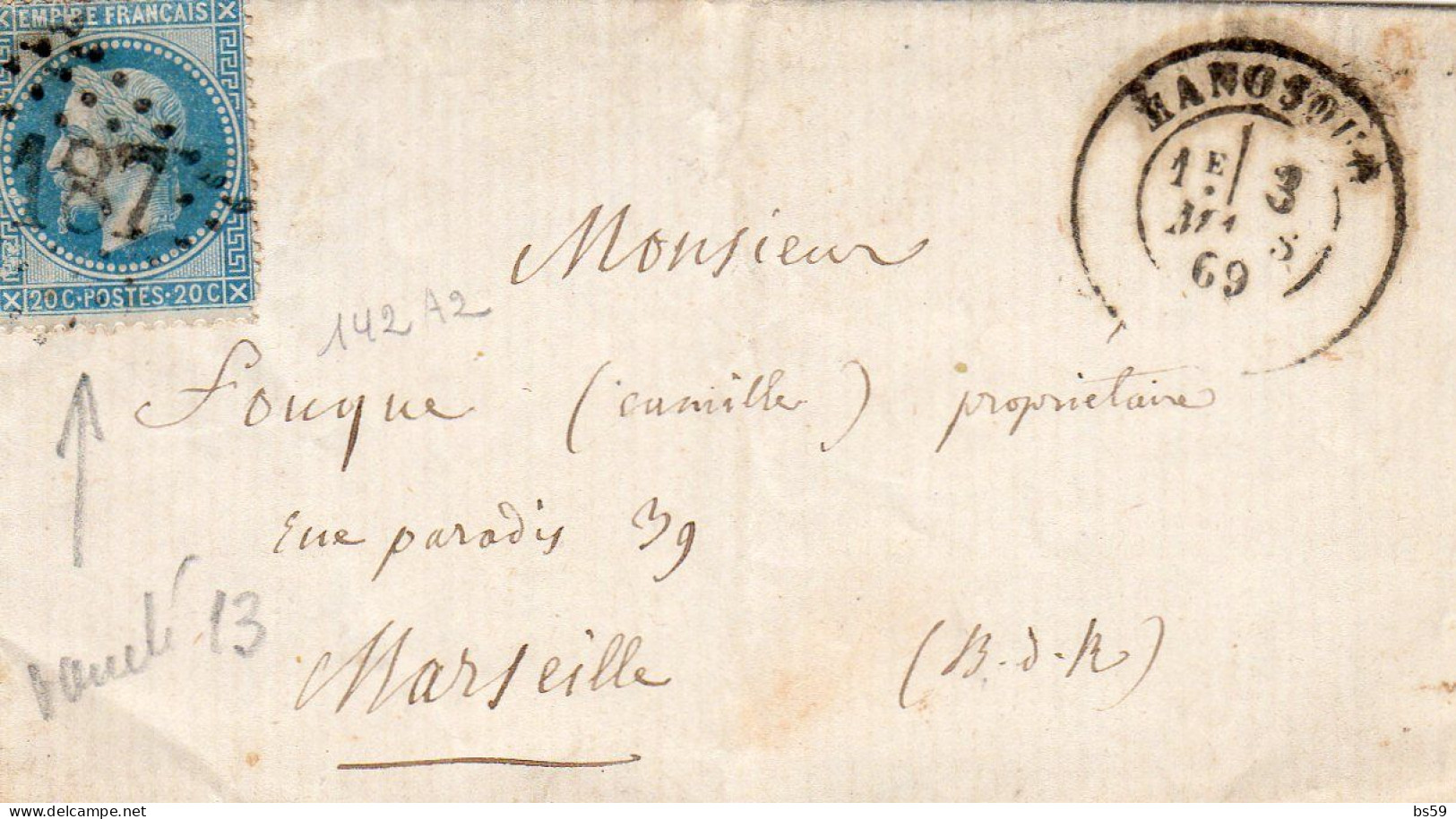 S/LAC N° 29B Type II Belle Var De Planchage (voir Position 142A2) - 1863-1870 Napoléon III Con Laureles