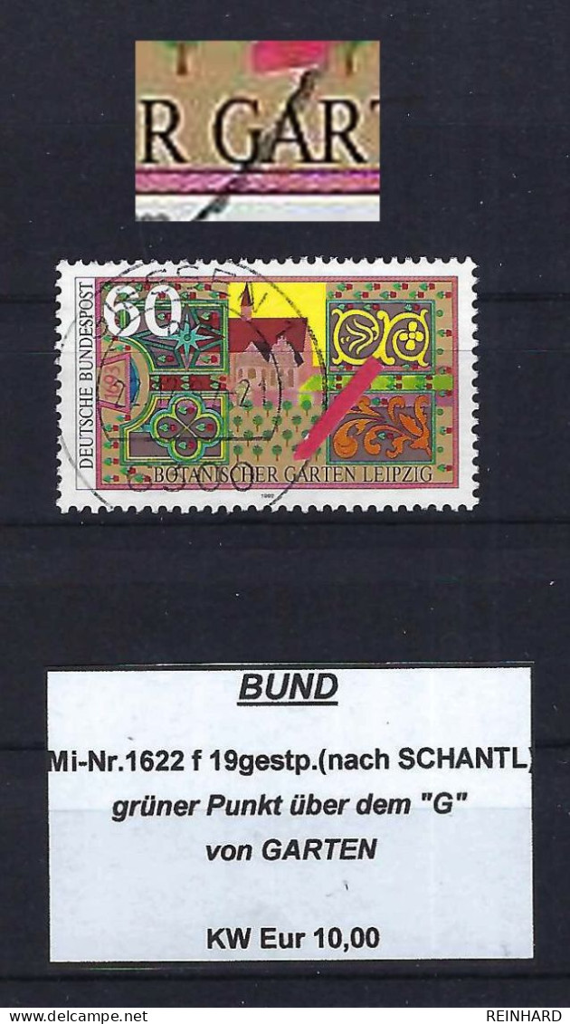 BUND Mi-Nr. 1622 F 19 Plattenfehler Nach SCHANTL Gestempelt - Siehe Beschreibung Und Bild - Abarten Und Kuriositäten