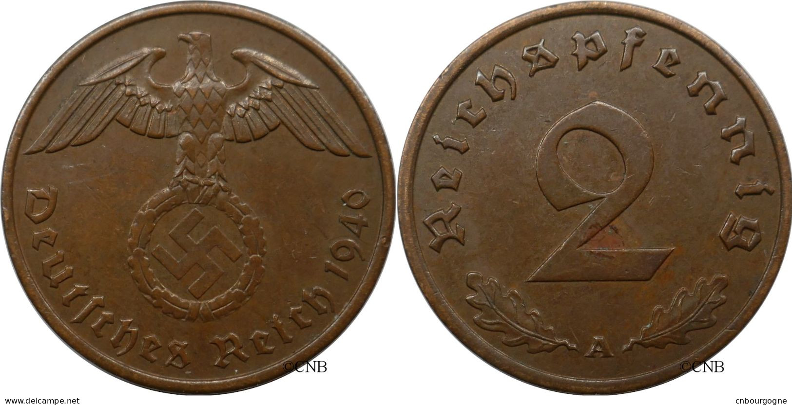 Allemagne - IIIe Reich - 2 Reichspfennig 1940 A - TTB+/AU50 - Mon6474 - 2 Reichspfennig