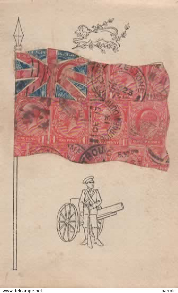 DRAPEAU FAIT AVEC DES TIMBRES, ARTILLEUR  COULEUR  REF 15811 - Patrióticos