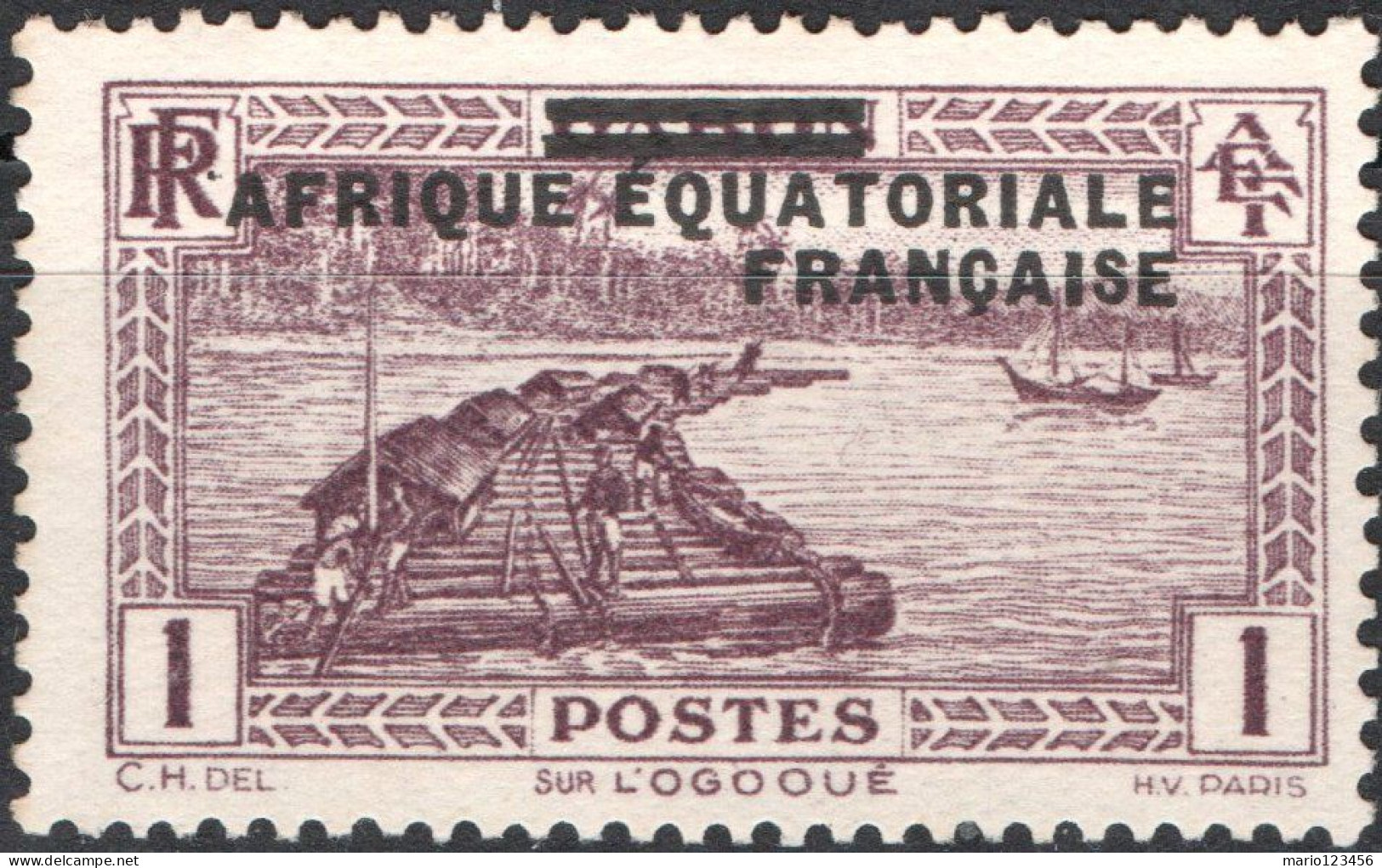 AFRICA EQUATORIALE FRANCESE, PAESAGGI, LANDSCAPE, 1936, 1 C. NUOVO (MLH*) Mi:FR-EQ 1, Scott:FR-EQ 1, Yt:FR-EQ 17 - Neufs