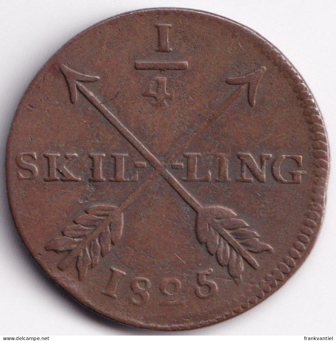 Sweden KM-595 1/4 Skilling 1825 - Suède