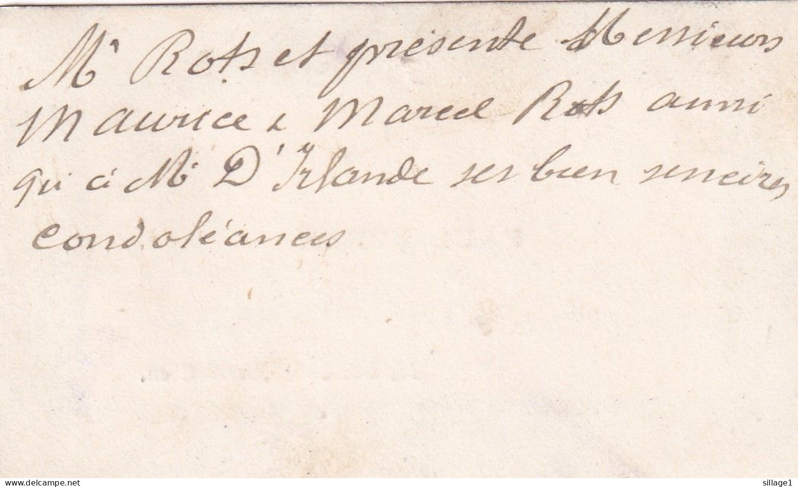 Caen ( Calvados 14) Carte De Visite De Paul DEREN 15 Bd. St Pierre Caen - Condoléances à La Famille Rots De Caen - Tarjetas De Visita