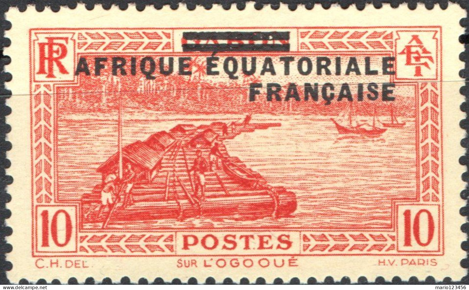 AFRICA EQUATORIALE FRANCESE, PAESAGGI, LANDSCAPE, 1936, 10 C. NUOVO (MLH*) Mi:FR-EQ 5, Scott:FR-EQ 5, Yt:FR-EQ 21 - Ongebruikt