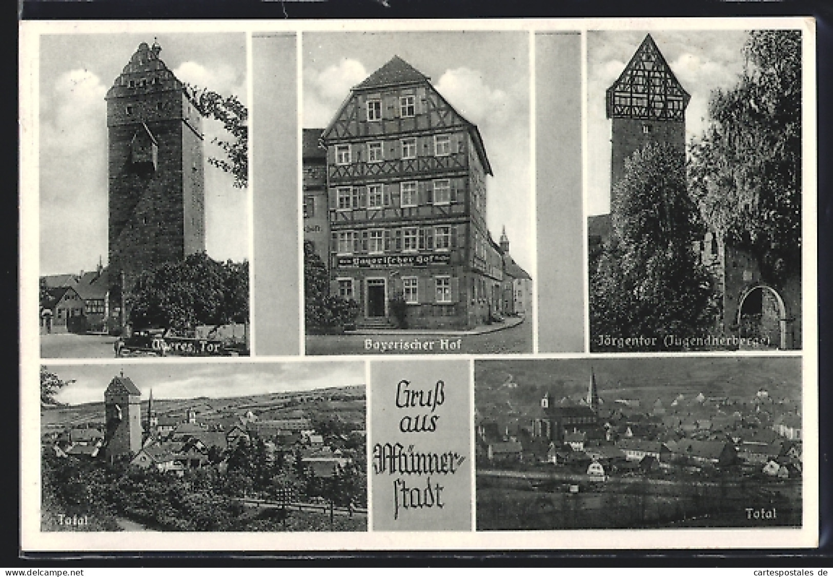 AK Münnerstadt, Jörgentor, Oberes Tor Und Bayerischer Hof, Bes. Georg Reiher  - Hof