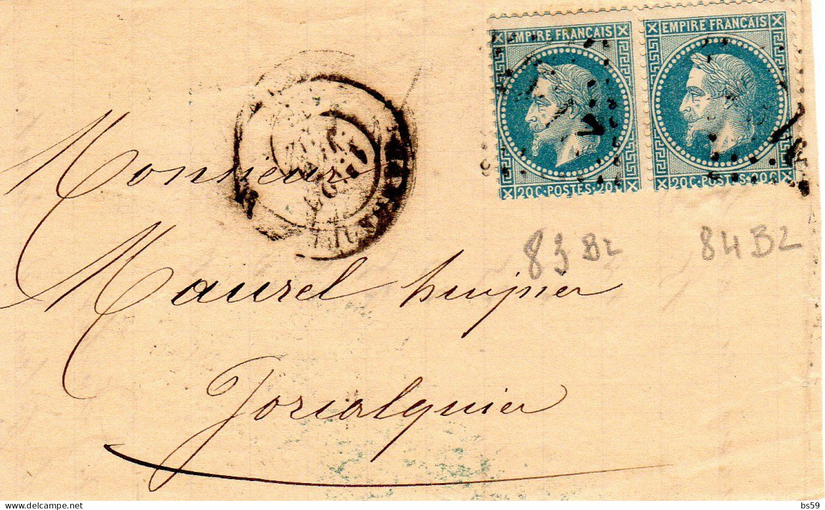 S/fgt N° 29B Type II Paire Var De Planchage (voir Positions 83 Et 84B2) - 1863-1870 Napoléon III. Laure