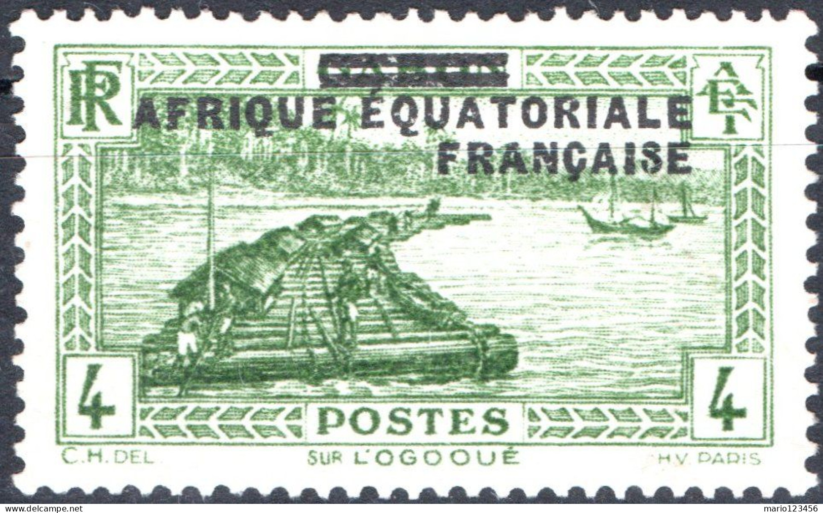 AFRICA EQUATORIALE FRANCESE, PAESAGGI, LANDSCAPE, 1936, 4 C. NUOVO (MLH*) Mi:FR-EQ 3, Scott:FR-EQ 3, Yt:FR-EQ 19 - Ongebruikt