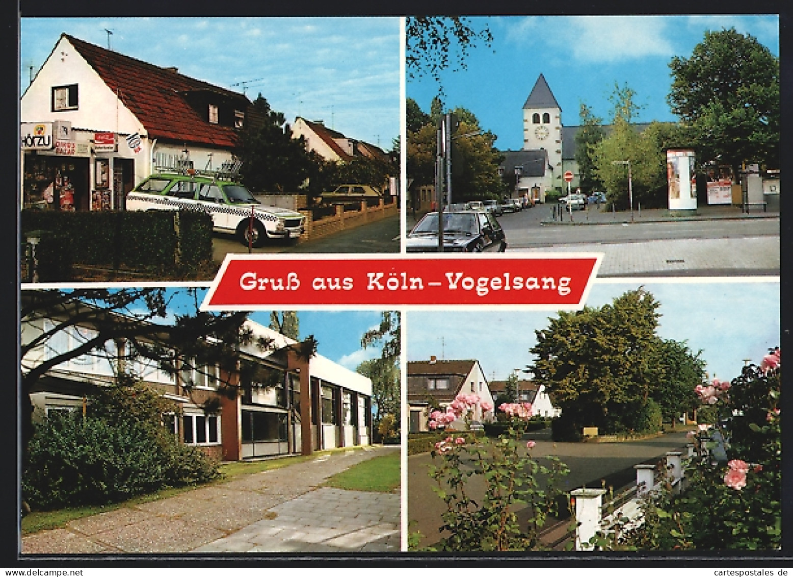 AK Köln-Vogelsang, Diko`s Basar, Strassenpartien, Kirche  - Köln