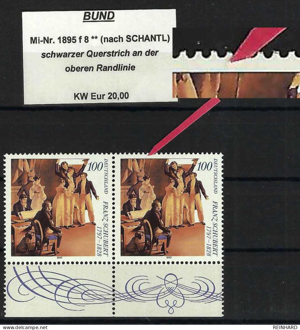 BUND Mi-Nr. 1895 F 8 Plattenfehler Nach SCHANTL Postfrisch - Siehe Beschreibung Und Bild - Abarten Und Kuriositäten